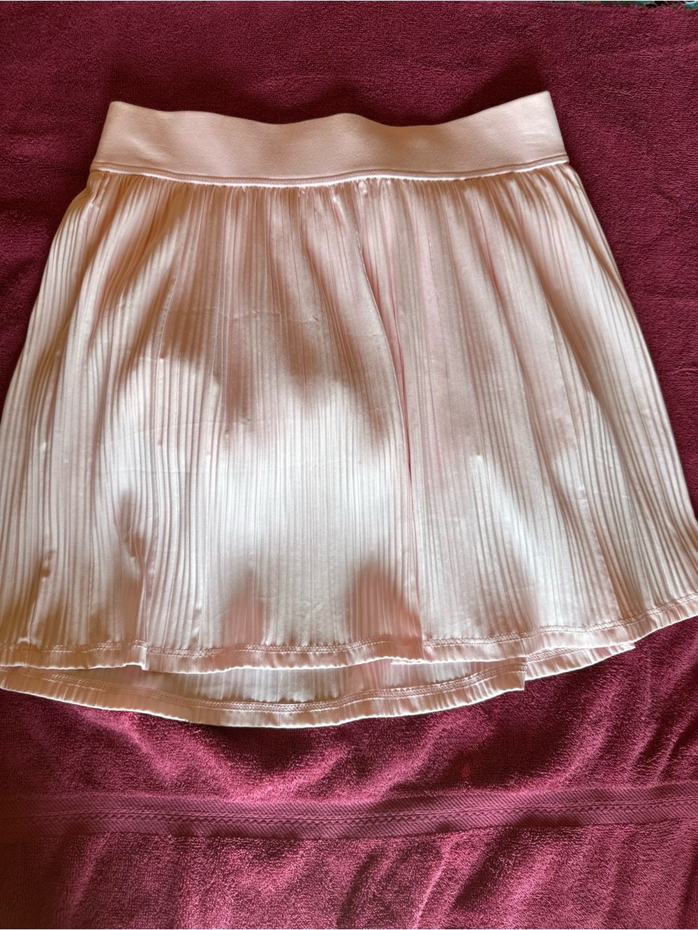 Pleated Satin Mini Skirt in Light Blush - Versatile Everyday Style